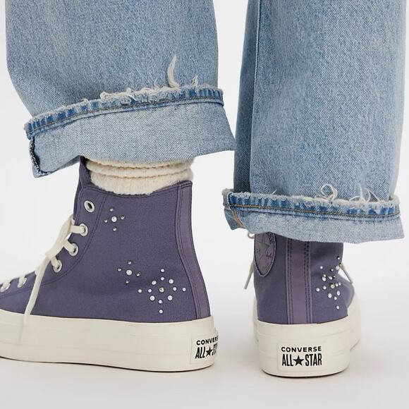 NEW Womens Size 8.5 Converse Chuck Taylor All Star Lift Pearls Studs High Shoe - Picture 2 of 12